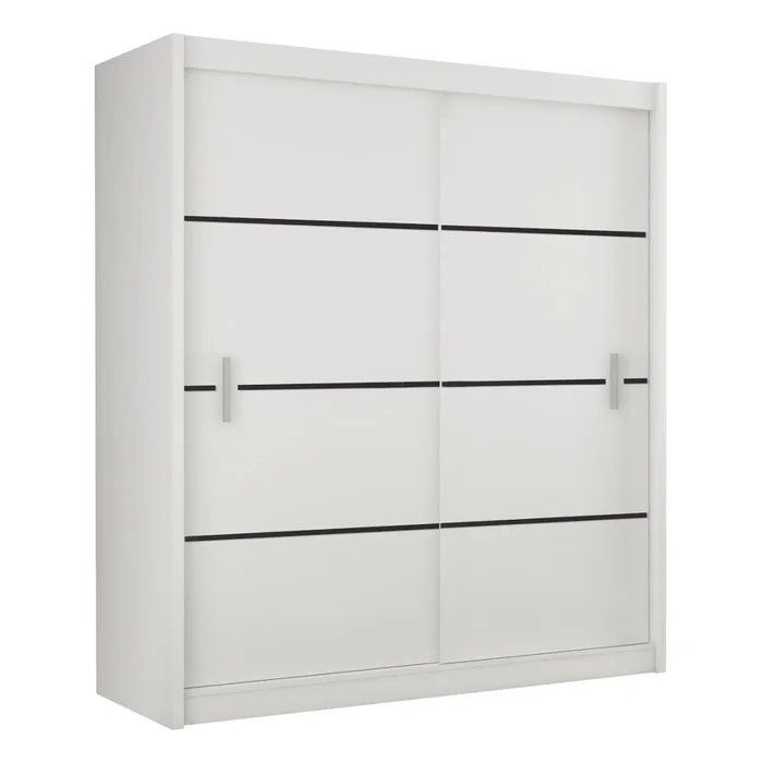 Skříň RINAME 203 s posuvnými dveřmi, bílá/černá