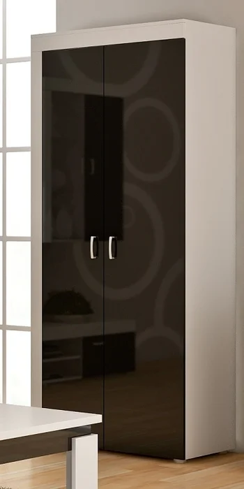 Skříň SIWANI bílo-černý lesk, 90×203×57 cm