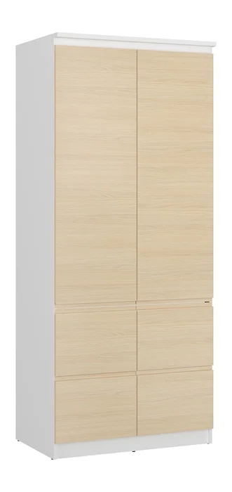 Skříň ZAIRE 2D4S – alpská bílá / dub Vincenzo