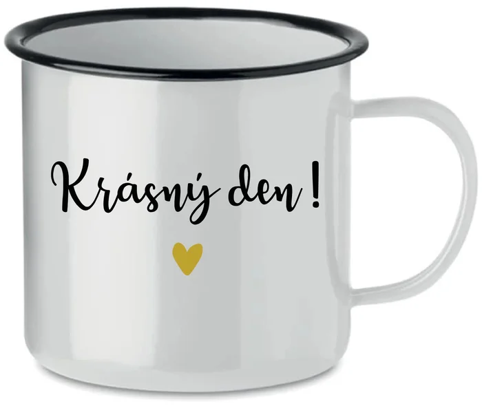 Smaltovaný hrnek 350 ml s motivem Krásný den!