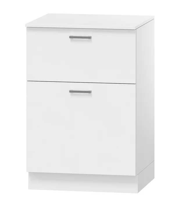 Spodní šuplíková skříňka 60 cm, bílá s pracovní deskou