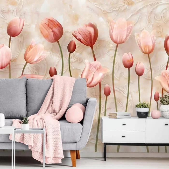 Starorůžové tulipány – Elegantní dekorace na stěnu