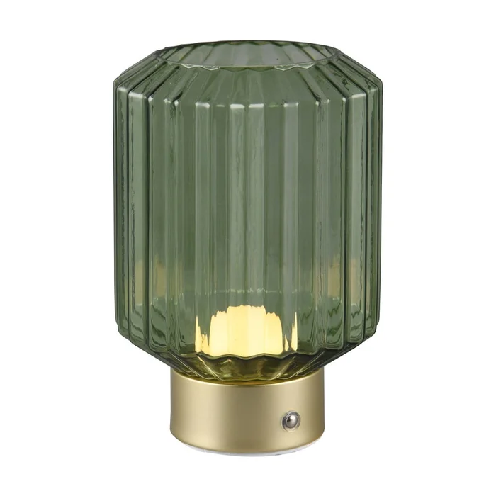 Stmívatelná LED stolní lampa Lord v zelené a zlaté, 19,5 cm