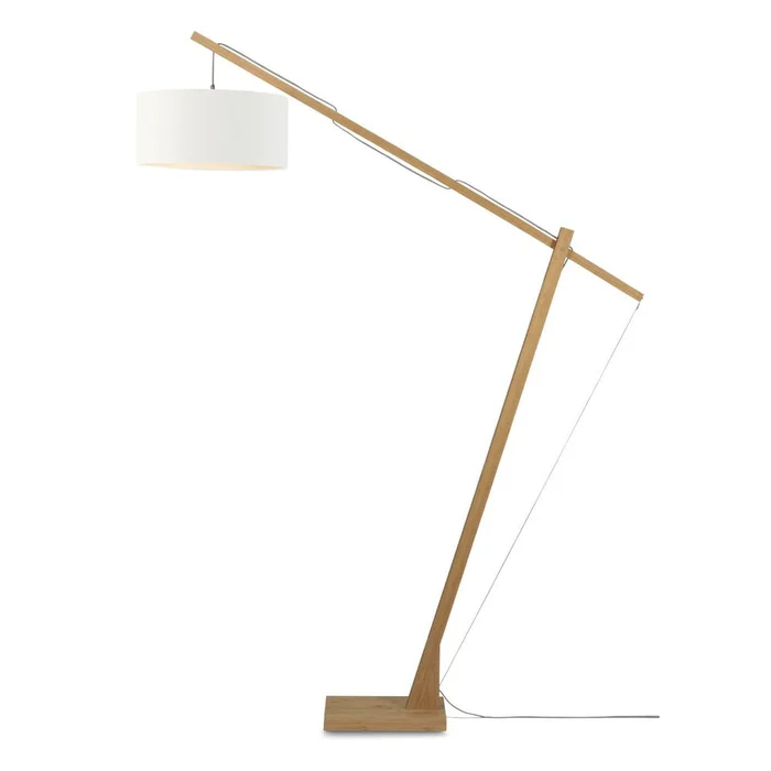 Stojací bambusová lampa s bílým stínidlem Good&Mojo Montblanc