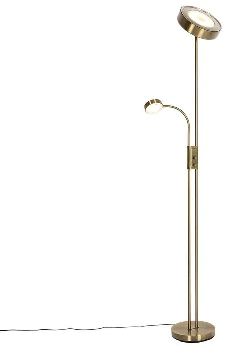 Stojací bronzová lampa s LED a stmívačem Kelso
