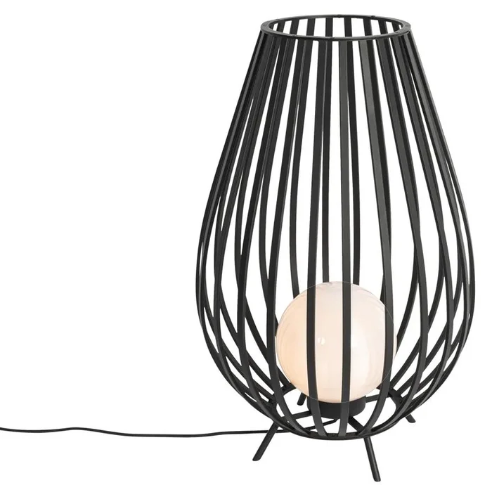 Stojací Černá Lampa s Opálovým Sklem 70 cm - Angela
