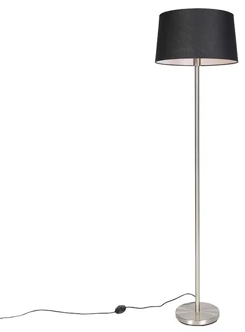 Stojací ocelová lampa s černým stínítkem 45 cm