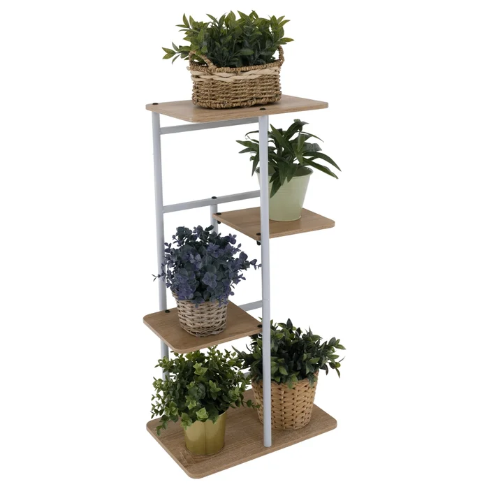 Stojan na květiny PEPEROMIA 1 – bílá / dub Sonoma