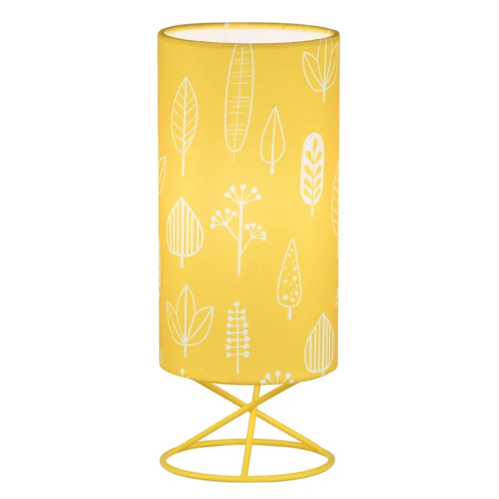 Stolní kovová lampa s žlutým textilním stínítkem