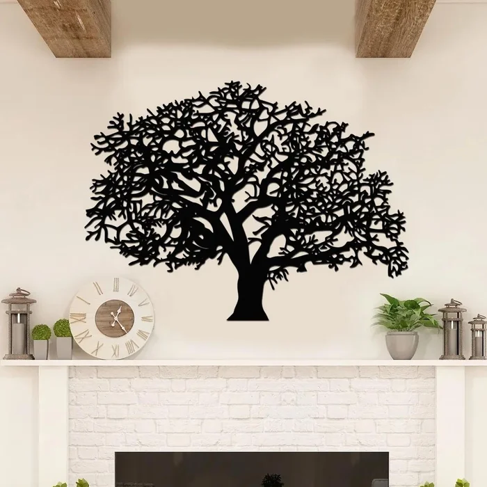 Strom života na zeď XXL černý 95x71 cm