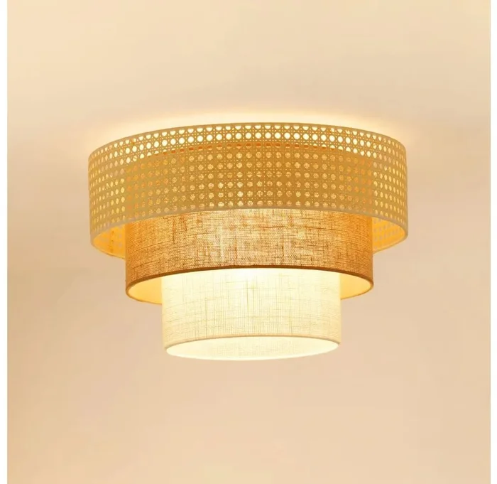Stropní lampa Cedar Luneta s ratanovým dekorem