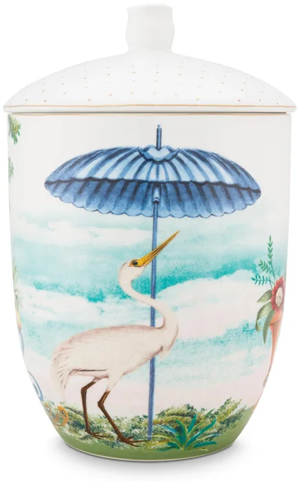 Stylová porcelánová nádoba Pip Studio Jolie Heron 1,5 l, bílá