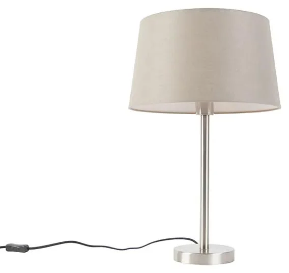 Stylová stolní lampa z oceli s tmavě béžovým stínidlem, 35 cm - Simplo