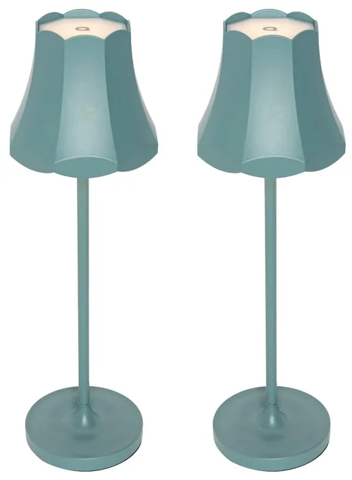 Stylové retro stolní lampy v minerální modré - Sada 2 kusů, dobíjecí IP44