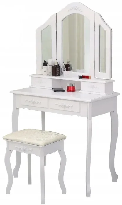Stylový toaletní stolek Elegant s LED zrcadlem a dárkem houbičkou na make-up