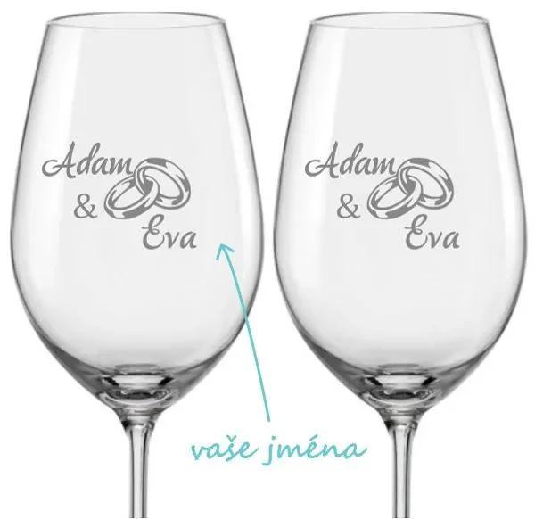 Svatební sklenice na víno s rytím na dýnku (2 ks)