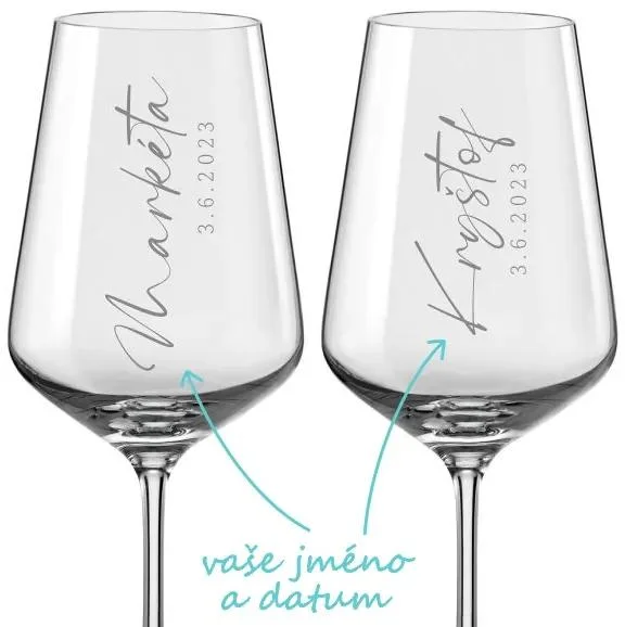 Svatební skleničky na víno Calligraphy Style, 2ks