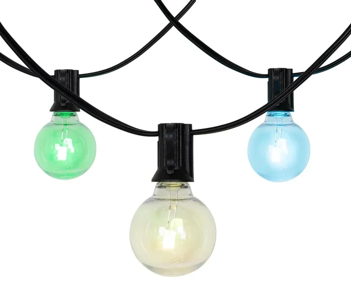 Světelný venkovní řetěz Russell 10m s RGBW LED a solárním napájením