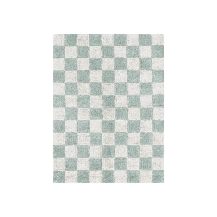 Světle modro-krémový ručně tkaný bavlněný koberec 120x160 cm Kitchen Tiles Blue Sage