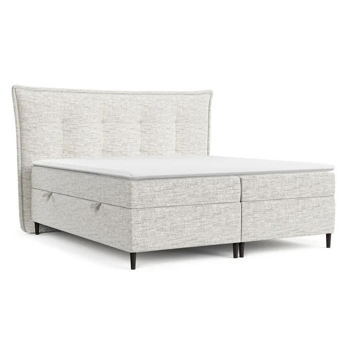 Světle šedá boxspring postel Sinai 200x200 cm s úložným prostorem