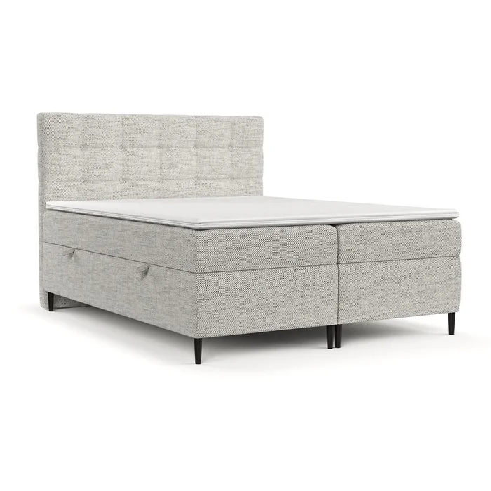 Světle šedá úložná boxspring postel 140x200 cm Urbaneo