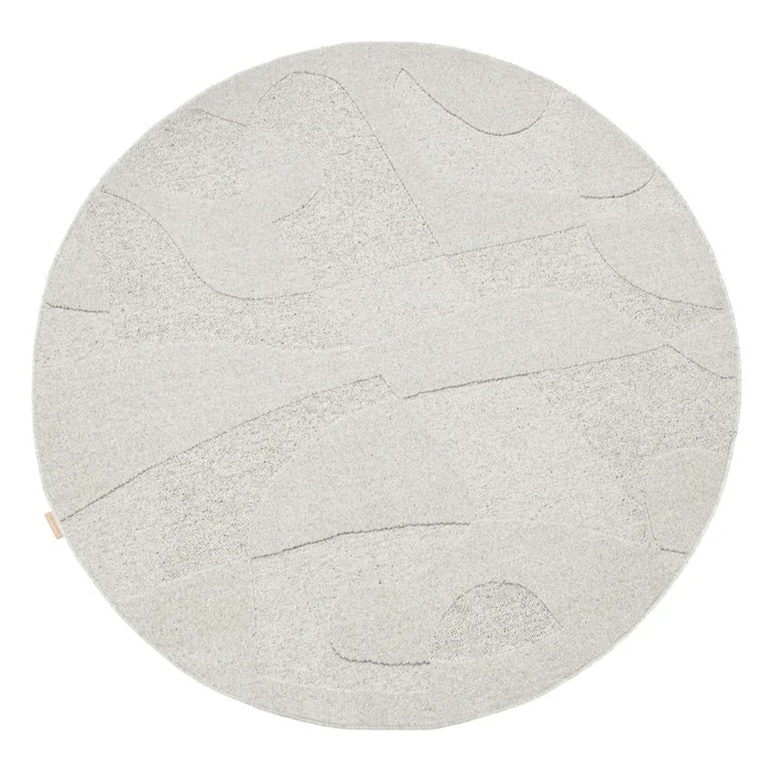 Světle šedý vlněný kulatý koberec 133 cm Morphic Botanica Agnella