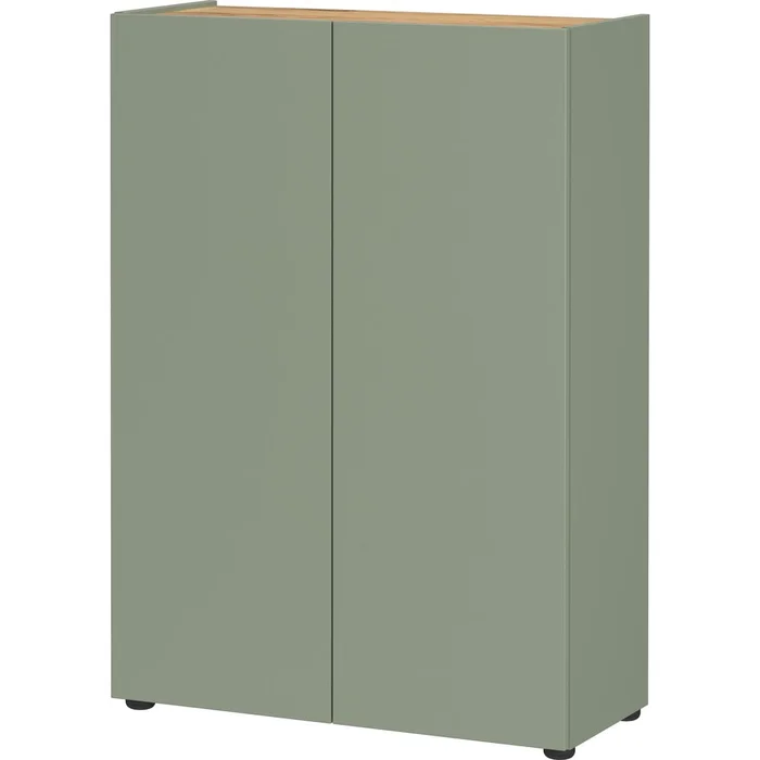 Světle zelený botník Alviano s dubovým dekorem 74x105x33 cm