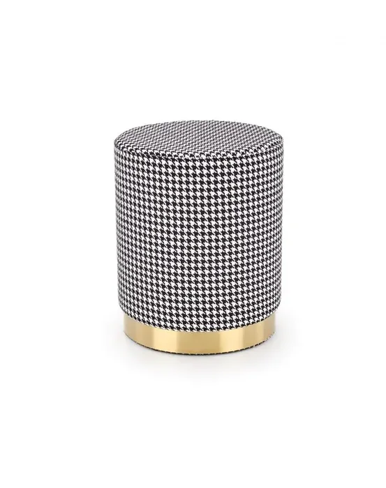 Taburet ARUNA Halmar – černobílý vzor se zlatou obrubou