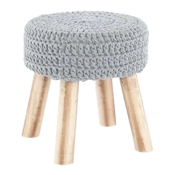 Taburet Naida – šedá vlna, dřevěné nohy