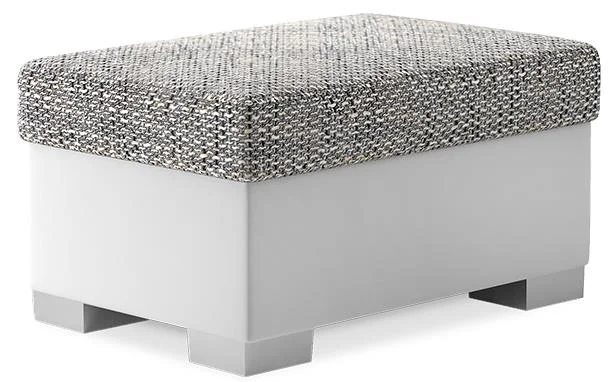 Taburet STRIATA 85×55 cm – šedá látka a bílá ekokůže
