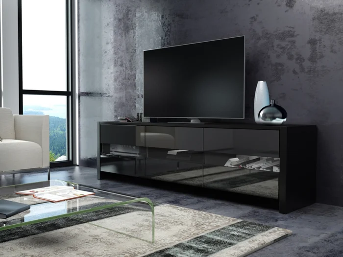 Televizní stolek DUSTLIK černý lesk 138×43×36 cm