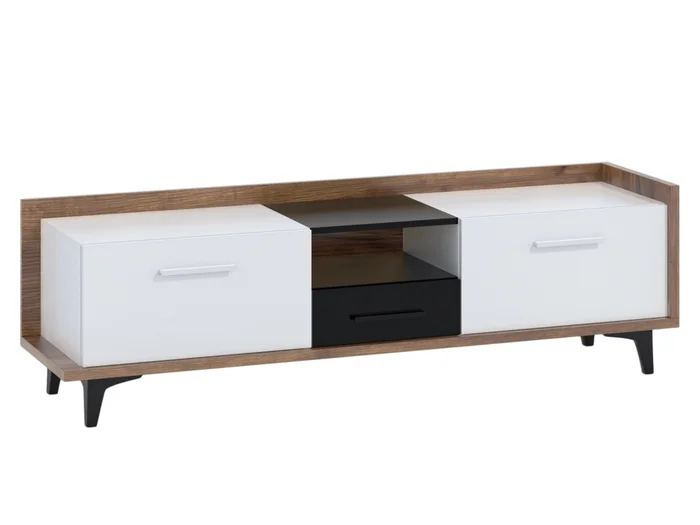 Televizní stolek KNUT 2D1S 165 cm, craft tobaco/bílá/černá