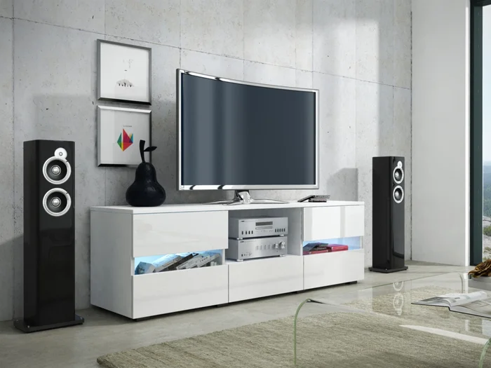 Televizní stolek PAXTAKOR B – bílý lesk, 140 cm, 5 let záruka