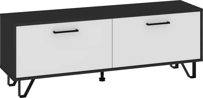 Televizní stolek PRUDHOE 140 cm, černá/bílý lesk