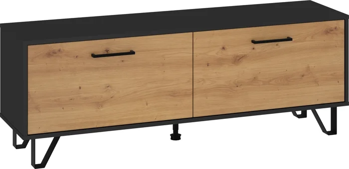 Televizní stolek PRUDHOE 140 cm, černá/dub artisan