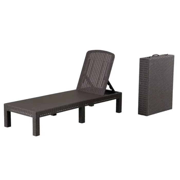 Tempo Kondela ZAMA – zahradní polohovací lehátko, hnědé