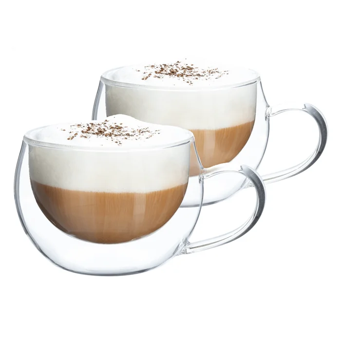 Termo sklenice 280 ml – set 2 ks, sklenice na cappuccino, borosilikátové sklo