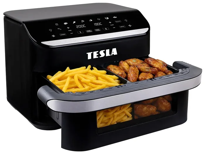 TESLA AirCook FlexiZone Q570 XXL - Multifunkční duální digitální horkovzdušná fritéza