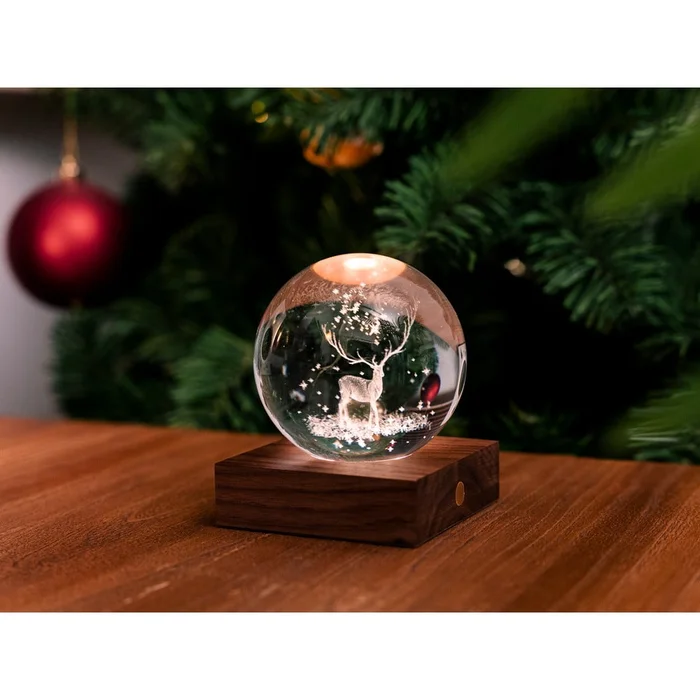 Tmavě hnědá LED stmívatelná stolní lampa s ořechovým dřevem