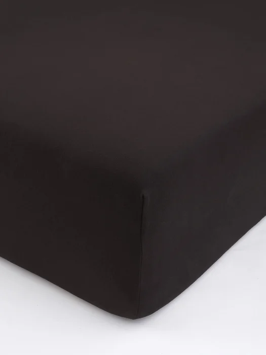 Tmavě hnědé jersey prostěradlo s elastanem 90x200 cm