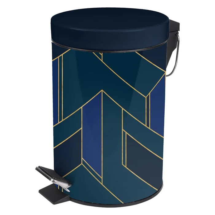 Tmavě modrý kovový odpadkový koš 3 l Achille