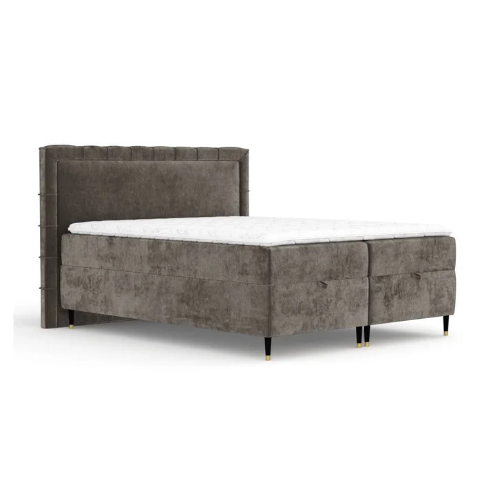 Tmavě šedá boxspring postel s úložným prostorem 200x200 cm Voyage