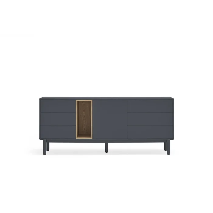 Tmavě šedá nízká komoda Corvo 180x76 cm