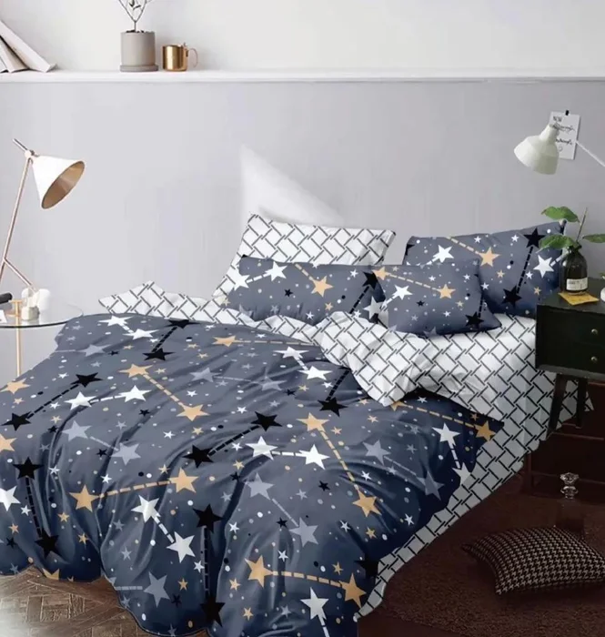 Tmavě šedé bavlněné povlečení Starfall 70x90/140x200 cm