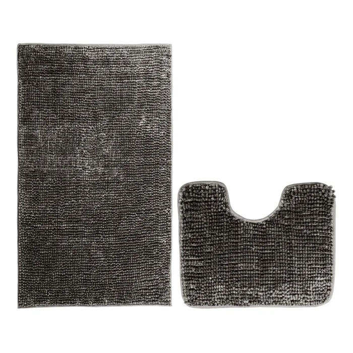 Tmavě šedé koupelnové předložky v sadě 2 ks