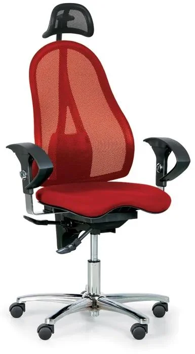 Topstar Exeter Net – Ergonomická kancelářská židle s opěrkou hlavy, červená