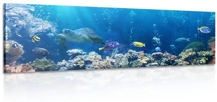 Tropický rybník na plátně