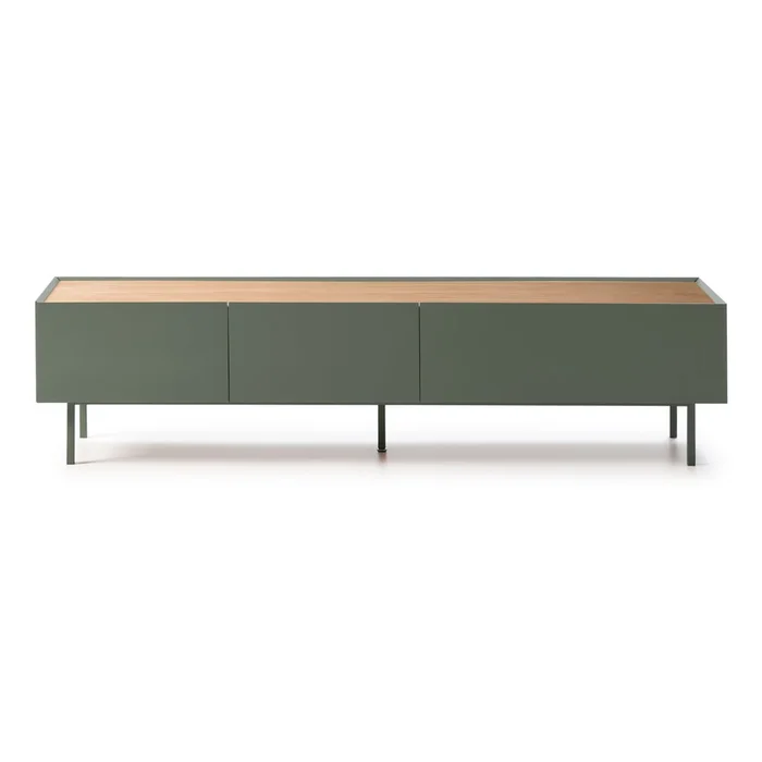 TV stolek Arista dubový dekor s zeleno-přírodní úpravou 180x45 cm