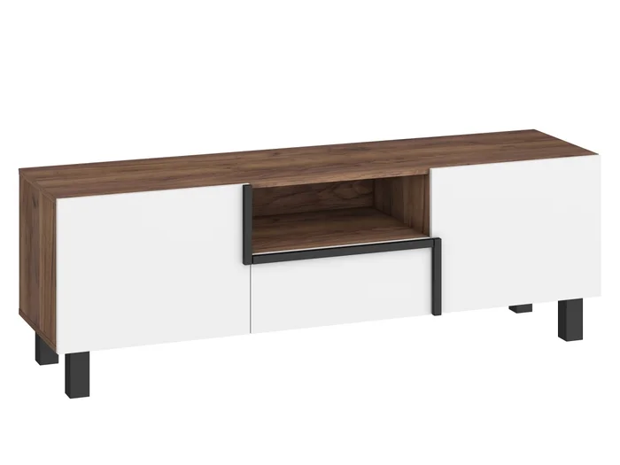 TV stolek DZENGAL 2D1S – craft tobaco/bílá