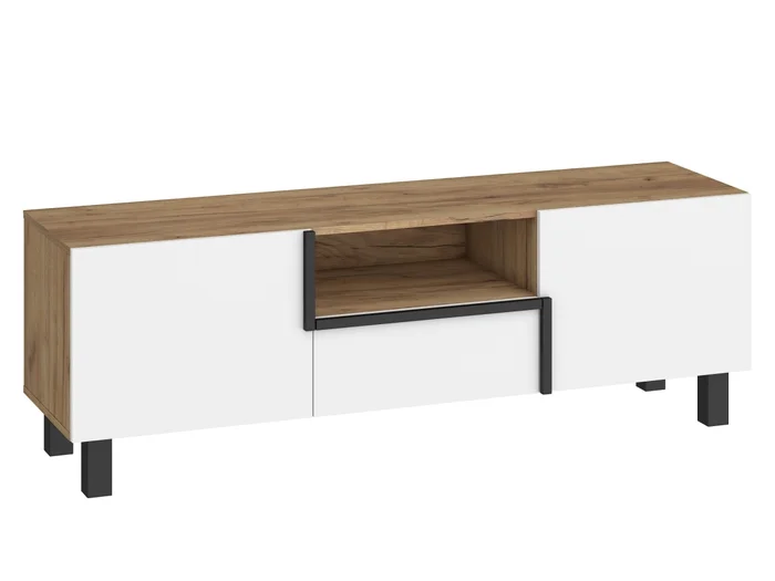 TV stolek DZENGAL 2D1S craft zlatý/bílá